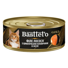 Влажный корм Bastteto для кошек, кусочки говядины с лососем, 85 г