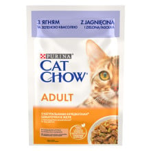 Вологий корм Purina Cat Chow Adult для котів, з ягням і зеленою квасолею, 85 г