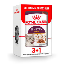 Влажный корм Royal Canin Sensory Taste Gravy для кошек привередливых по вкусу, кусочки в соусе, 85 г, акция 3+1