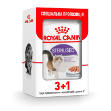 Влажный корм Royal Canin Sterilised Loaf для стерилизованных кошек старше 12 месяцев, 85 г, акция 3+1