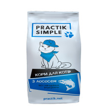 Сухой корм Practik Simple для взрослых кошек, с лососем, 1 кг