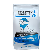 Сухой корм Practik Simple для взрослых кошек, с морской рыбой, 1 кг