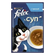 Влажный корм Purina Felix Soup для кошек, суп с треской, 48 г