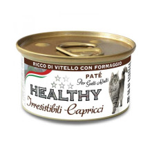 Консервы Healthy Irresistibili Capricci для требовательных кошек, паштет с телятиной и сыром, 85 г