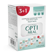 Набор влажного корма Optimeal №4 для взрослых кошек, разные вкусы, 3+1, 340 г