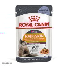 Влажный корм Royal Canin HAIR & SKIN CARE для кошек,для поддержания здоровья кожи и блеска шерсти, кусочки в желе, 85 г