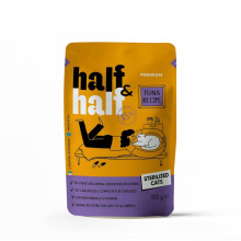 Влажный корм Half&Half для стерилизованных кошек, кусочки с тунцем в соусе, пауч, 100 г