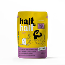 Влажный корм Half&Half для взрослых кошек, кусочки с уткой в соусе, пауч, 100 г