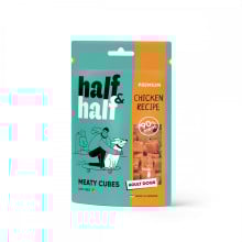 Ласощі Half&Half для собак, у формі м'ясних кубиків, з куркою, 100 г