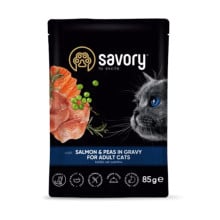 Влажный корм Savory Salmon&Peas Gravy Adult Cat для кошек, лосось с горошком, в соусе, пауч, 85 г