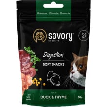 Мягкое лакомство Savory Digestion Snack для кошек, для улучшения пищеварения кошек, утка и чабрец, 50 г
