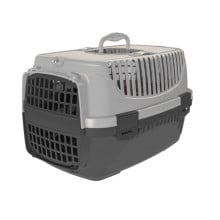 Переноска  Irak Plast PT-100 для котів та собак чорно-сіра, 48×32,5×31 см