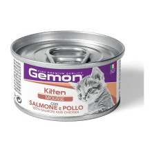 Консервы Gemon Cat Wet Kitten мясной мусс для котят, лосось и курица, 85 г