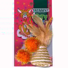 Игрушка Tatrapet Caty funny для кошек, набор 2 мячика+конус с перьями, 3.5-5 см