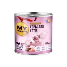 Влажный корм Мой чемпион для кошек, кусочки в желе с курицей и печенью, 415 г