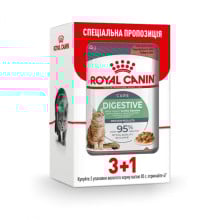 Влажный корм Royal Canin Digest Sensitive при чувствительном пищеварении у кошек, кусочки в соусе, 85 г, акция 3+1