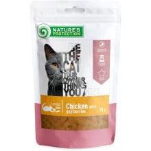 Ласощі Nature's Protection snack for cats with chicken and goji berries для котів, снеки з курки з ягодами годжі, 75 г