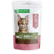 Ласощі Nature's Protection snack for cats with rabbit and chia seeds, для котів кролик з насінням чіа, 75 г