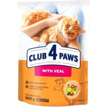 Сухий корм Клуб 4 Лапи Adult Cat Premium для дорослих кішок, з телятиною, 900 г