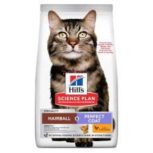 Сухой корм Hill's Science Plan Hairball & Perfect Coat для взрослых кошек для выведения комочков шерсти, с курицей, 3 кг