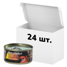 Упаковка консервов AnimAll Duo Delice для кошек, паштет из курицы с кусочками краба, 80 г, 24 штуки