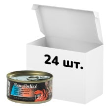 Упаковка консервов AnimAll Duo Delice для кошек, паштет из тунца с кусочками краба, 80 г, 24 штуки
