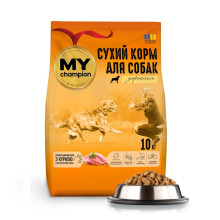 Сухий повнораціонний корм Мій чемпіон для собак, з куркою, 10 кг