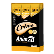 Лакомство AnimAll Сrème для кошек, со вкусом курицы, 6×15 г