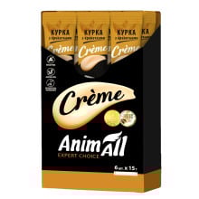 Лакомство AnimAll Сrème для кошек, со вкусом курицы с креветками, 6×15 г