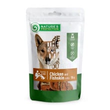 Ласощі Nature's Protection Chicken&Fishskin Roll для собак, рулетики з курки і риб'ячої шкіри, 75 г