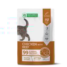 Вологий корм Nature's Protection Healthy Growth Kitten, для кошенят з куркою та яловичиною для підтримки здорового росту, 100 г