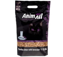 Деревний наповнювач AnimAll для котів, з ароматом лаванди, 2.8 кг