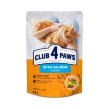 Вологий корм Club 4 Paws Premium Salmon in Gravy для дорослих котів, лосось в соусі, 85 г