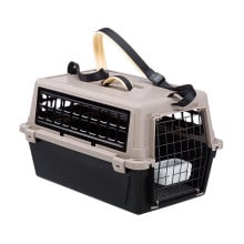 Переноска с ремнём Ferplast Carrier Atlas 10 Trendy Plus для кошек и собак, бежево-чёрная, 48.5×32.5×29 см