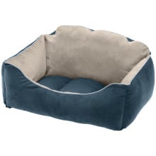 Бархатная кровать Ferplast Milord 65 Bedding Blue-Beige для собак и кошек, 65×45×28 см