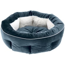 Бархатная кровать Ferplast Marquis 45 Bedding Blue-Ivory для кошек и собак, 45×16 см