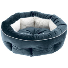 Бархатная кровать Ferplast Marquis 55 Bedding Blue-Ivory для кошек и собак, 55×20 см