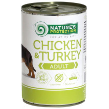 Консерва Natures Protection Adult Chicken & Turkey для дорослих собак, 400 г