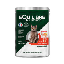 Влажный корм Equilibre&Instinct для взрослых и стерилизованных кошек, с курицей, тыквой и цитрусовыми, кусочки в соусе, 85 г