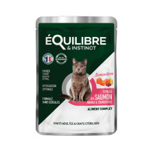 Влажный корм Equilibre&Instinct для взрослых и стерилизованных кошек, с лососем, ананасом и клюквой, кусочки в соусе, 85 г