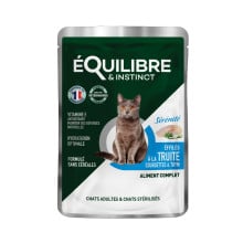 Влажный корм Equilibre&Instinct для взрослых и стерилизованных кошек, с форелью, кабачком и тимьяном, кусочки в соусе, 85 г