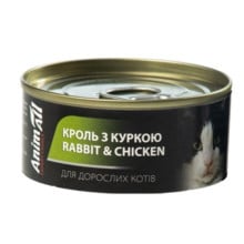 Консервы AnimAll для кошек, кролик и курица, 80 г