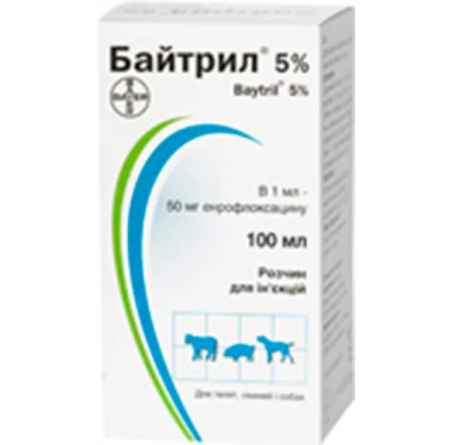 Раствор для инъекций Bayer Байтрил 5% против воспаления, 100 мл