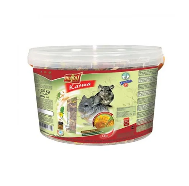 Корм Vitapol Karma полнорационный, для шиншиллы, 2 кг, ведро 3 л