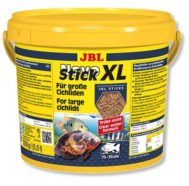 Основний корм JBL NovoStick XL в формі гранул для великих хижих цихлид, 5.5 л