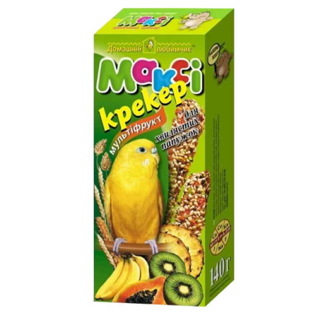 Макси крекер для волнистых попугаев мультифруктовый, бонус+15%.