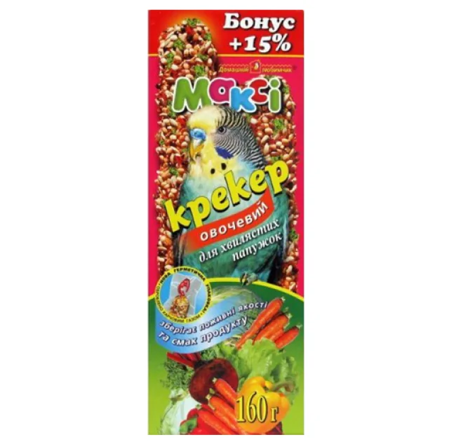Макси крекер для волнистых попугаев овощной, бонус +15%.