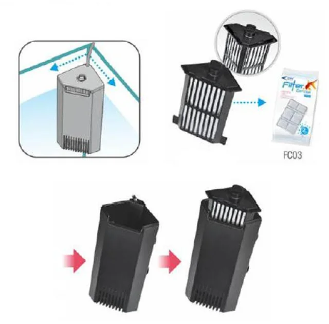 Внутренний фильтр Resun GF-400 угловой, для аквариумов до 90 литров