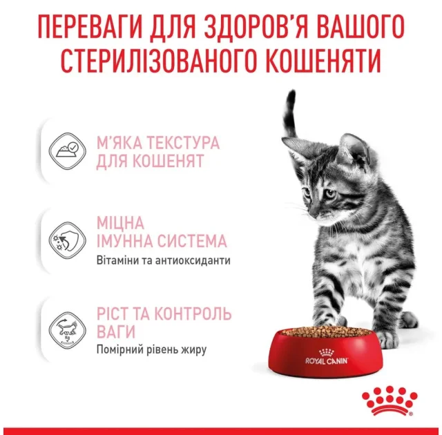 Вологий корм Royal Canin Kitten Sterilised для стерилізованих кошенят, шматочки в соусі, 85 г