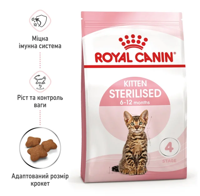 Сухий корм Royal Canin Kitten Sterilised для стерилізованих кошенят до 12 місяців, 2 кг